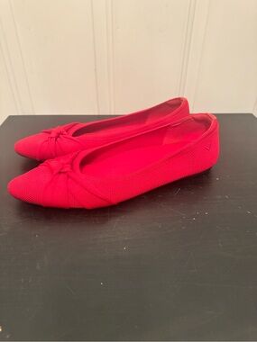 Vivaia Ruby Red Bibi Almond Pointed Toe Knotted Ballet Flats 43 11.5/12 US